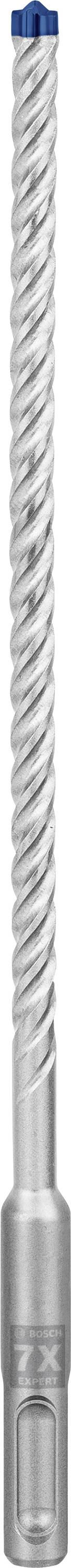 Bohraufsatz mit spiralförmigen Rillen und blauem Kopf, vermutlich für Beton oder Mauerwerk, isoliert vor weißem Hintergrund.