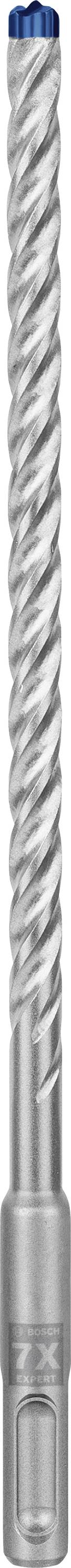 Grauer Spiralbohrer aus Metall mit blauer Spitze.