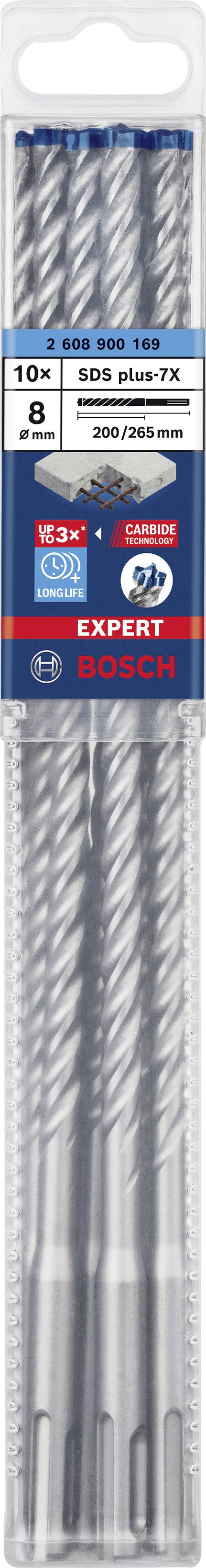 Bosch Accessories EXPERT SDS plus-7X 2608900169 Hammerbohrer 10teilig 8.00 mm Gesamtlänge 265 mm SDS-Plus 10 St.