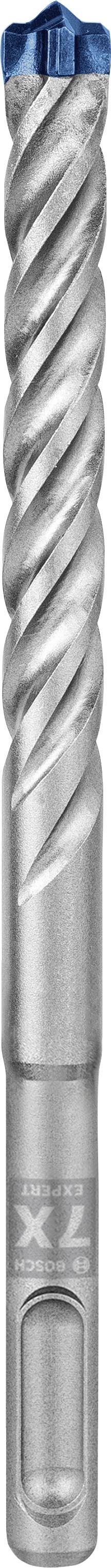 Nahaufnahme eines silbernen, spiralgeformten Fräsers mit blauer Spitze, geeignet für die Bearbeitung von Metallen.