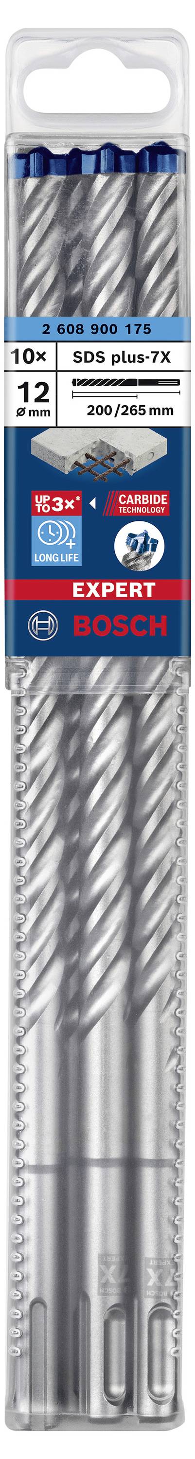 Bosch Accessories EXPERT SDS plus-7X 2608900175 Hammerbohrer 10teilig 12.00 mm Gesamtlänge 265 mm SDS-Plus 10 St.