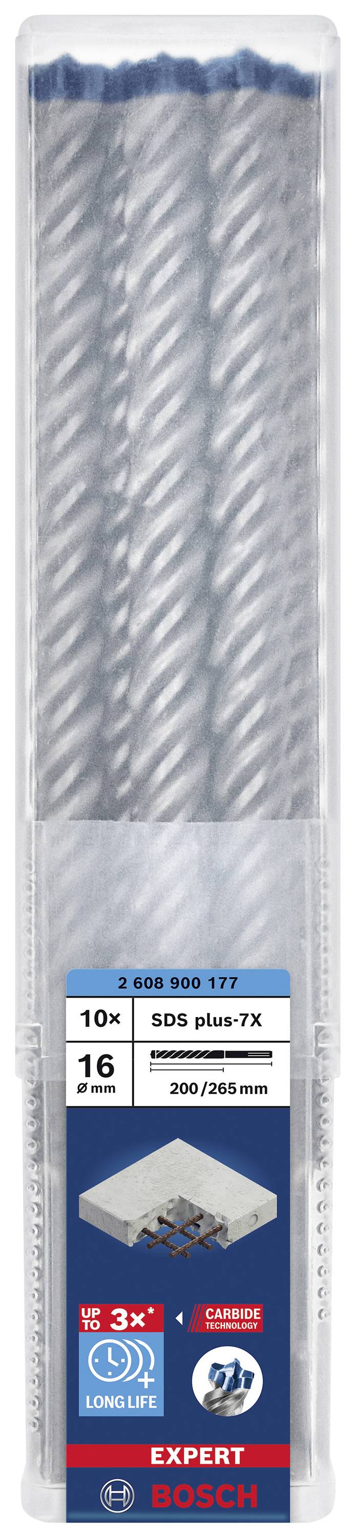 Bohrer-Set 'Bosch Expert SDS plus-7X', 10 Stück, Durchmesser 16 mm, Länge 200/265 mm, geeignet zum Bohren in Beton und Stein.
