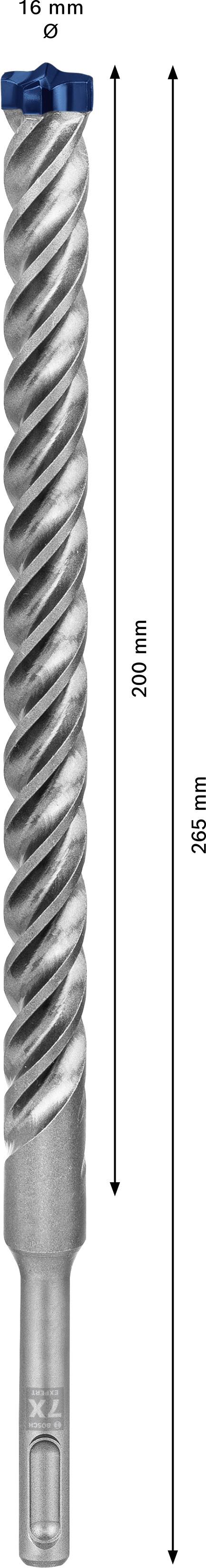 Bohrer aus Stahl, Länge 260 mm, Durchmesser 12 mm, mit Spiraldesign zur effektiven Bohren in Beton oder Mauerwerk.