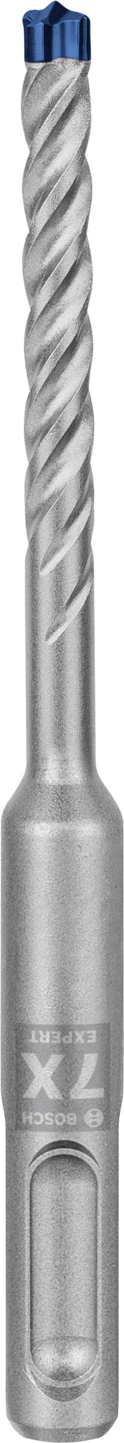 Ein silberner, spiralförmiger Bohrkopf mit einem blauen Ende, der in technischen oder handwerklichen Arbeiten verwendet wird.