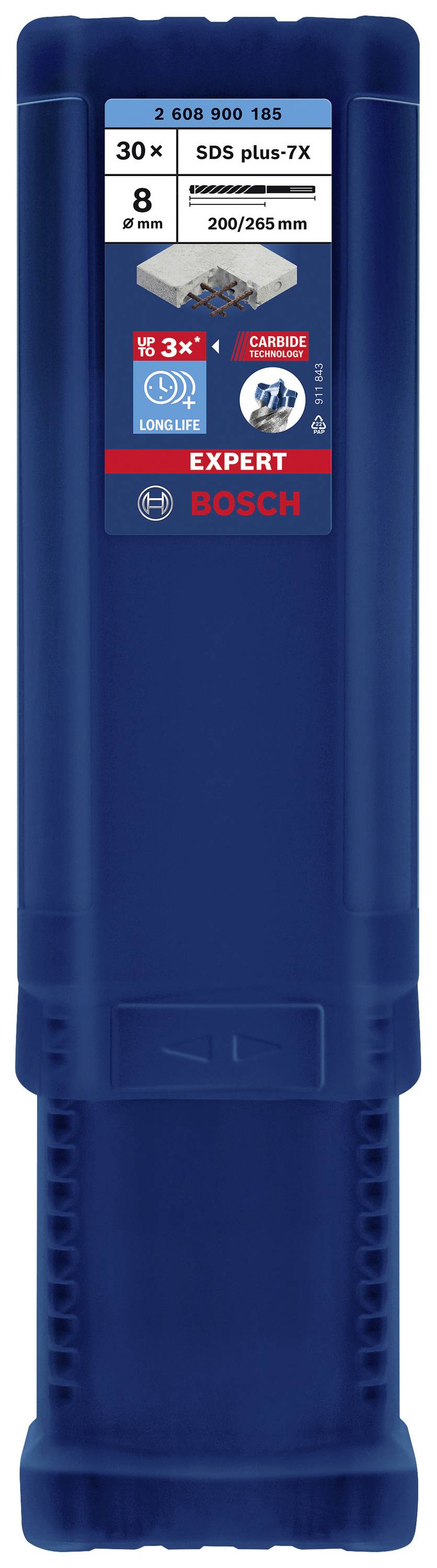 Bosch Accessories EXPERT SDS plus-7X 2608900185 Hammerbohrer 30teilig 8.00 mm Gesamtlänge 265 mm SDS-Plus 30 St.