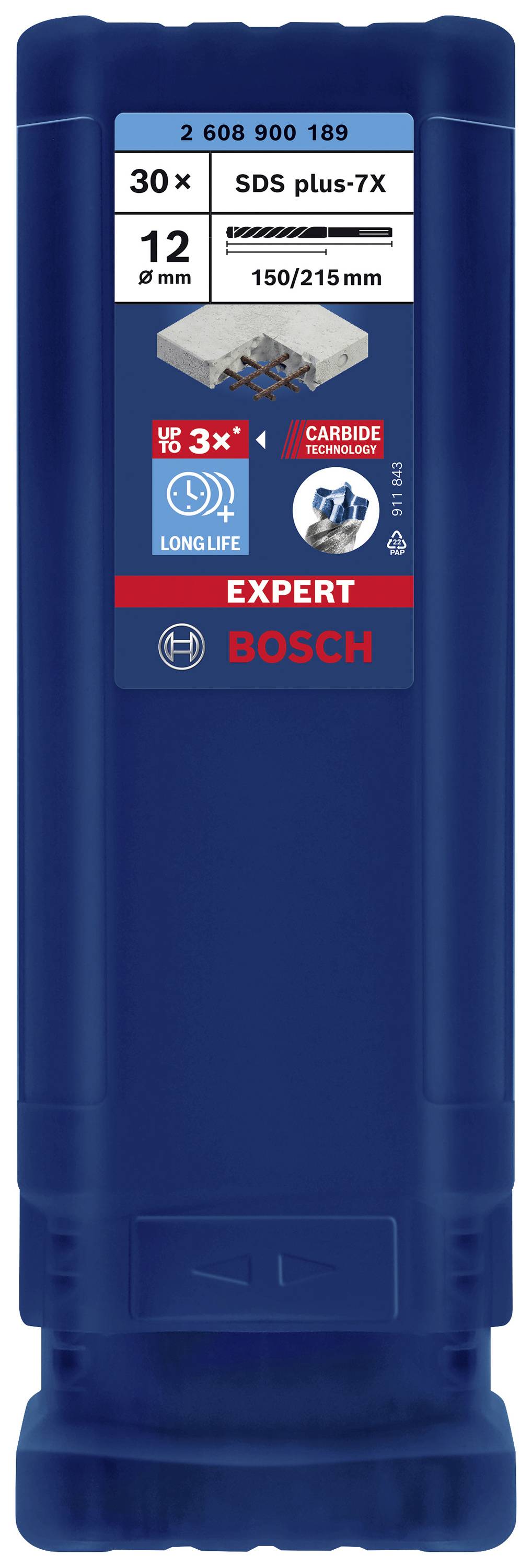 Bosch Accessories EXPERT SDS plus-7X 2608900189 Hammerbohrer 30teilig 12.00mm Gesamtlänge 215mm SDS-Plus 30St.