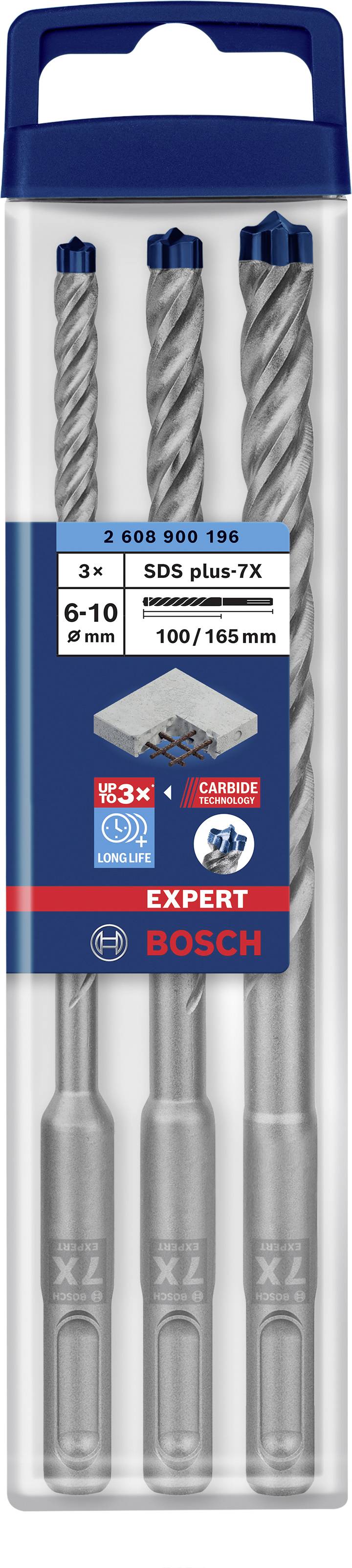 Bosch Accessories EXPERT SDS plus-7X 2608900196 Hammerbohrer 3teilig 6.0 mm, 8.0 mm, 10.0mm SDS-Plus 3St.