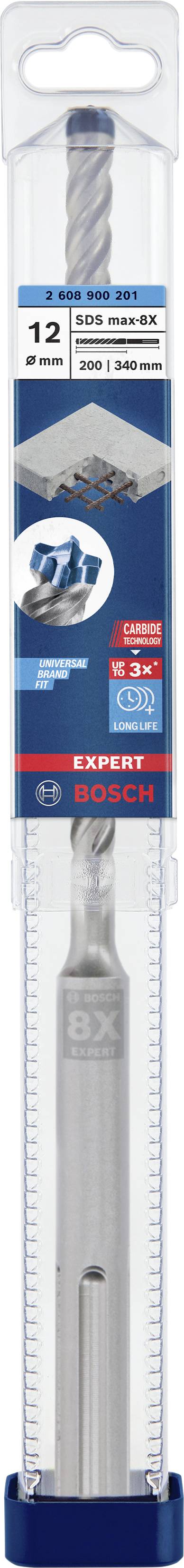 Bosch Accessories EXPERT SDS max-8X 2608900201 Hammerbohrer 1 Stück 12.00 mm Gesamtlänge 340 mm SDS-Max 1 St.