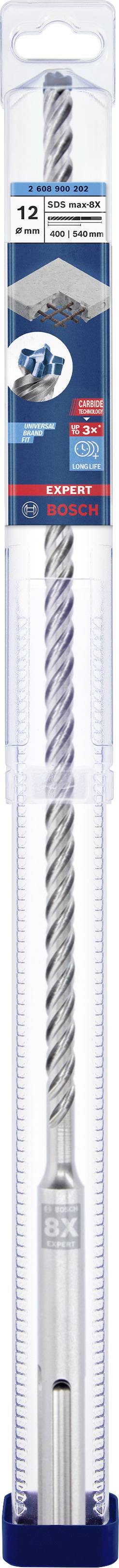 Bohrer in einer länglichen, transparenten Verpackung mit blauer und roter Beschriftung.