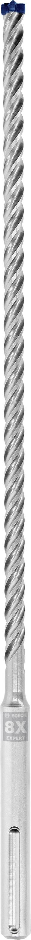 Blick auf einen Schraubbohrer mit spiralförmigen Rillen aus silbernem Metall.
