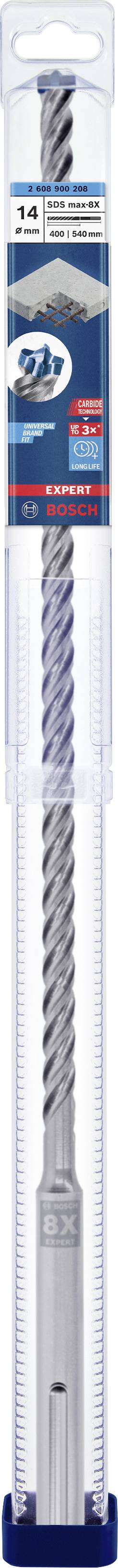 Bohrer in durchsichtiger Verpackung, mit Metallfinne und Spiralmuster. Markenlabel und Größenangabe auf der Verpackung.