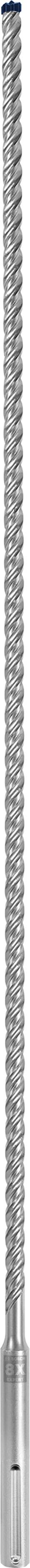 Nahaufnahme einer langen, silbernen Metallschraube mit durchgängigem Gewinde und einem sechseckigen Kopf.
