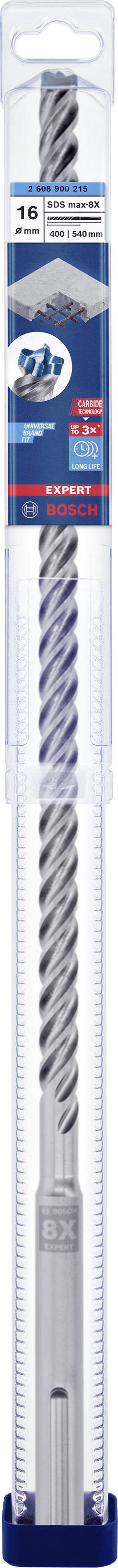 Bohrer in durchsichtiger Verpackung mit sich wiederholendem spiralförmigem Design, unter Beschriftung für Betonarbeiten.