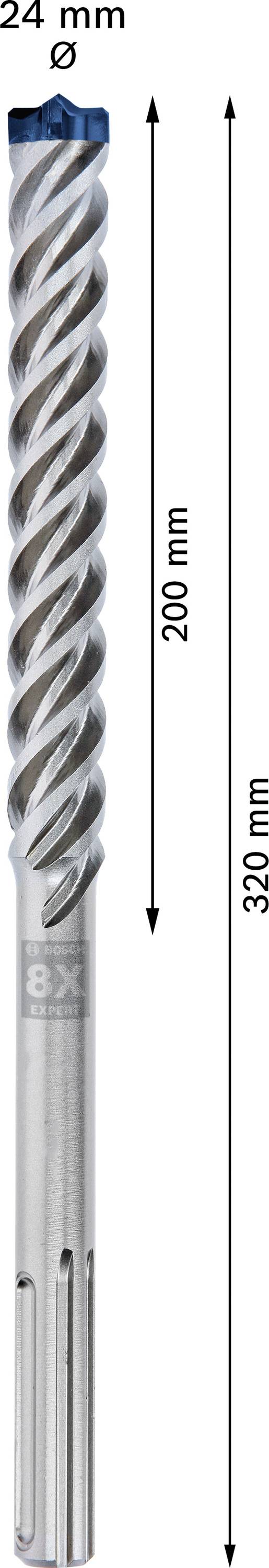 'Bohrer mit einer Länge von 320 mm, Durchmesser 24 mm. Spiralförmiges Design für effizientes Bohren. Markierung 
