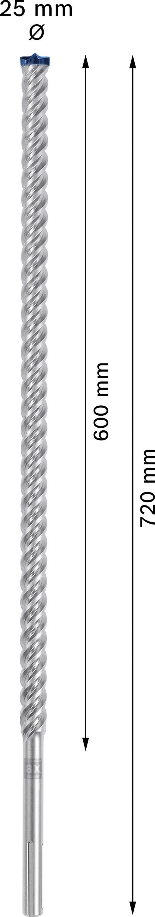 Bohrer mit 25 mm Durchmesser und 600 mm Arbeitslänge.