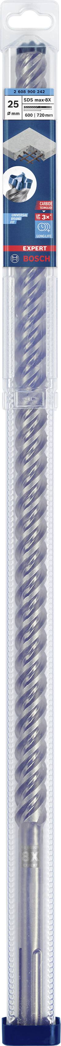 Ein langer, metallischer, spiralförmiger Bohrer in einer transparenten Kunststoffverpackung.