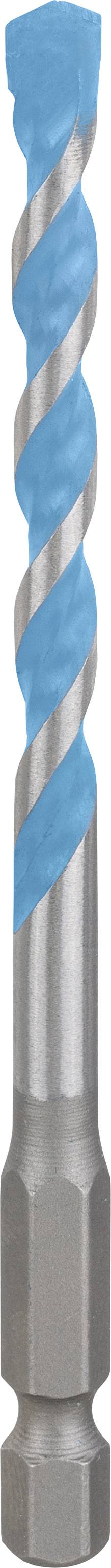 Ein Bohrer mit blauer Spiralklinge und silbernem Schaft, geeignet für das Bohren in Mauerwerk oder Beton.