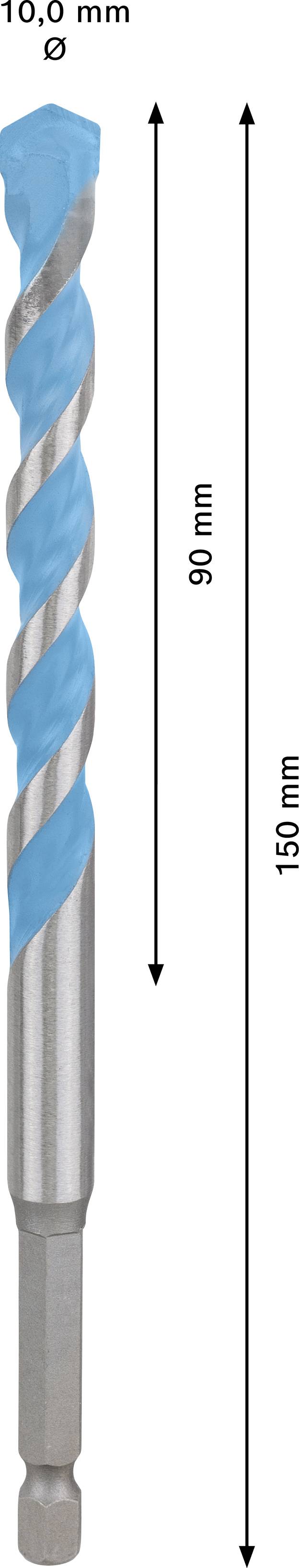 Bohraufsatz mit einem Durchmesser von 10,0 mm und einer Gesamtlänge von 160 mm, davon 90 mm Nutzlänge.