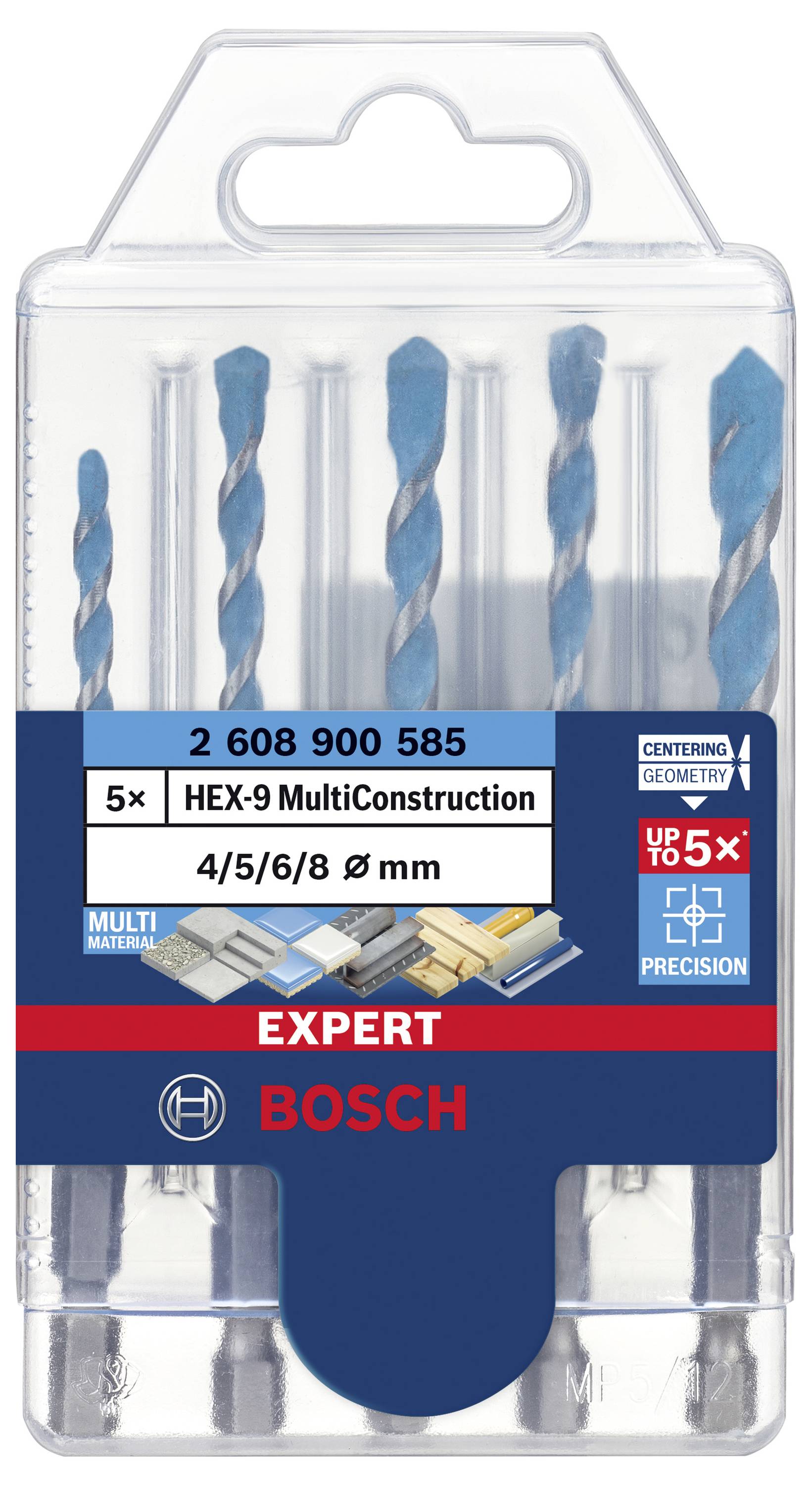 Bosch Accessories EXPERT MultiConstruction HEX-9 2608900585 Mehrzweckbohrer-Set 5teilig 4 mm, 5 mm, 6 mm, 8mm Sechskantschaft 5St.