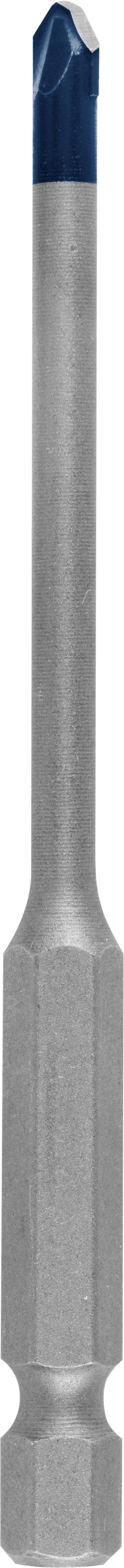 Ein Bohrer aus Metall mit blauer Spitze, verwendet für präzises Bohren in verschiedenen Materialien.