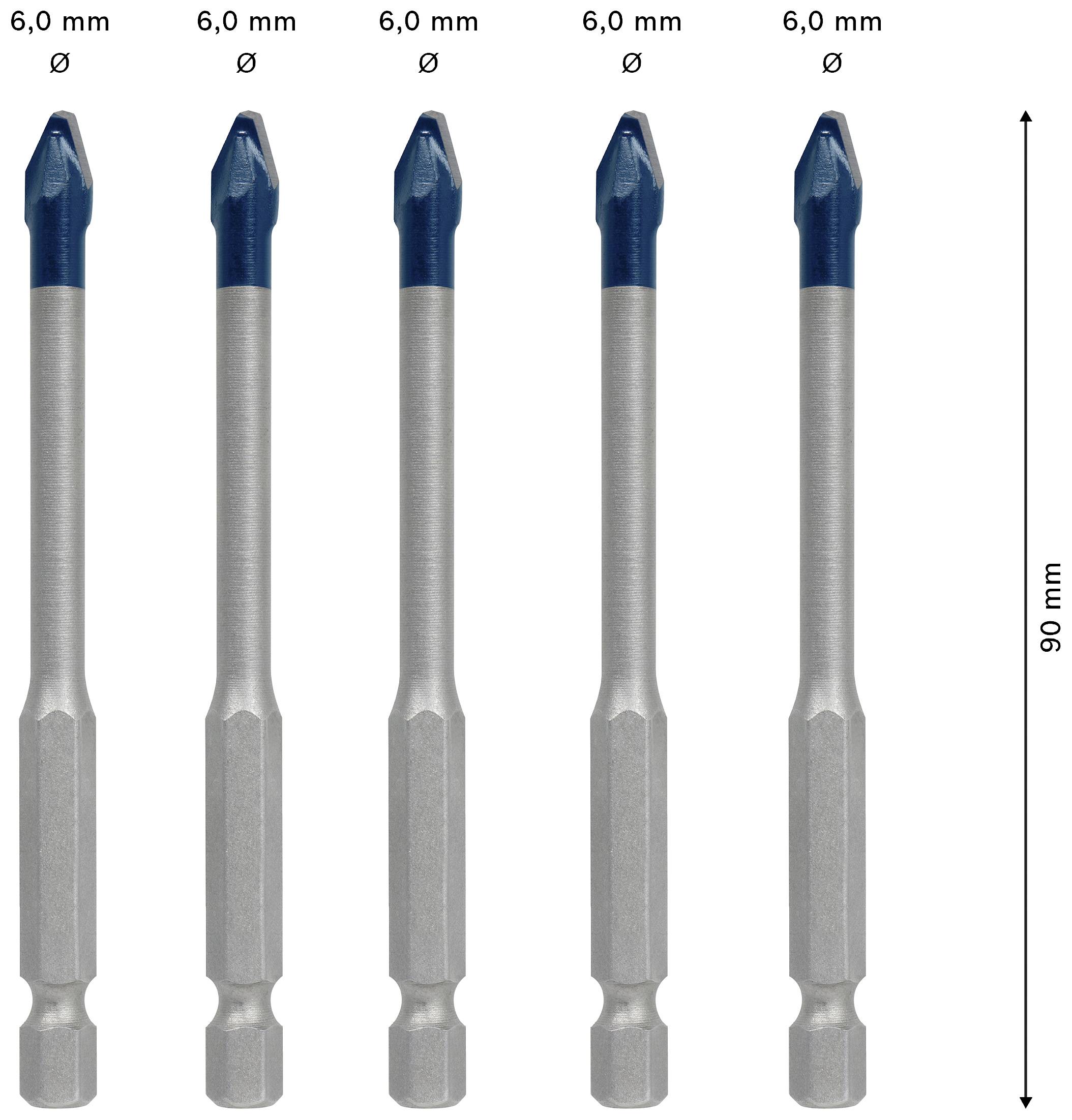 Bosch Accessories EXPERT HEX-9 HardCeramic 2608900599 Fliesenbohrer-Set 5teilig 6mm Sechskantschaft 5St.
