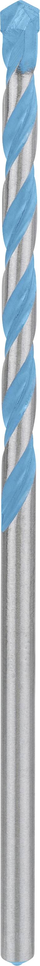 Ein blau-silberner Fräser mit spiralförmigen Schneiden; Werkzeug zur Bearbeitung von Materialien.