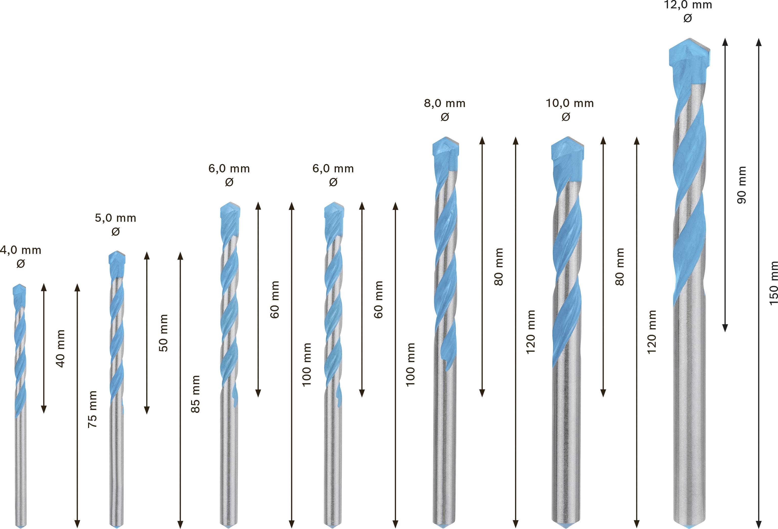 Bosch Accessories EXPERT CYL-9 MultiConstruction 2608900647 Mehrzweckbohrer-Set 7teilig 4 mm, 5 mm, 6 mm, 6 mm, 8 mm, 10 mm, 12mm