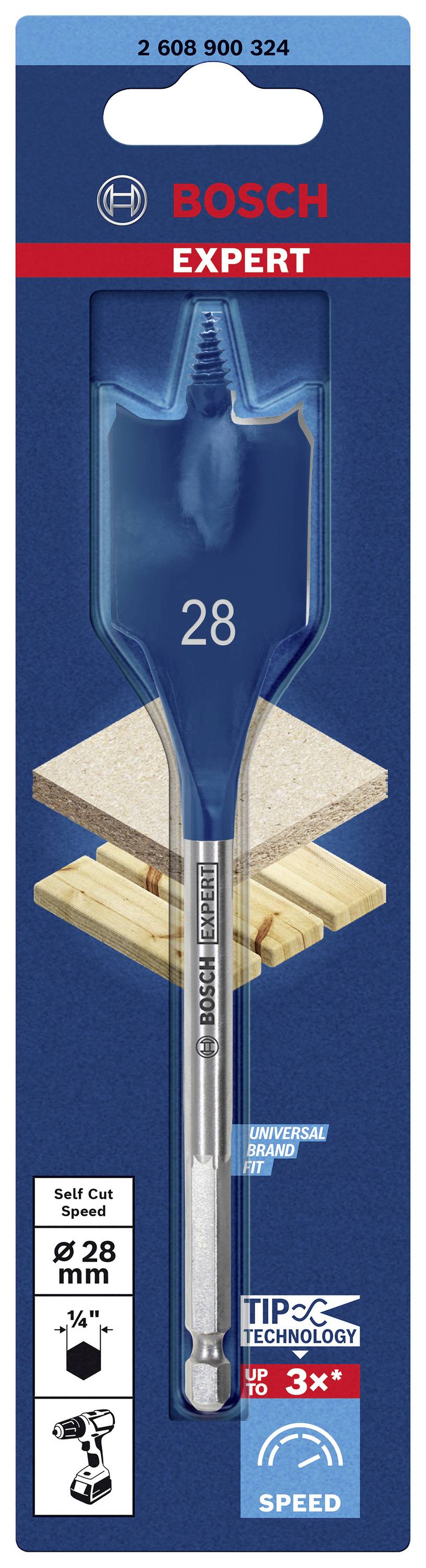 Bosch Expert Holzbohrer, 28 mm, für Self Cut Speed, mit 3x schneller Technologie, geeignet für Holzbearbeitung, in Verpackung.