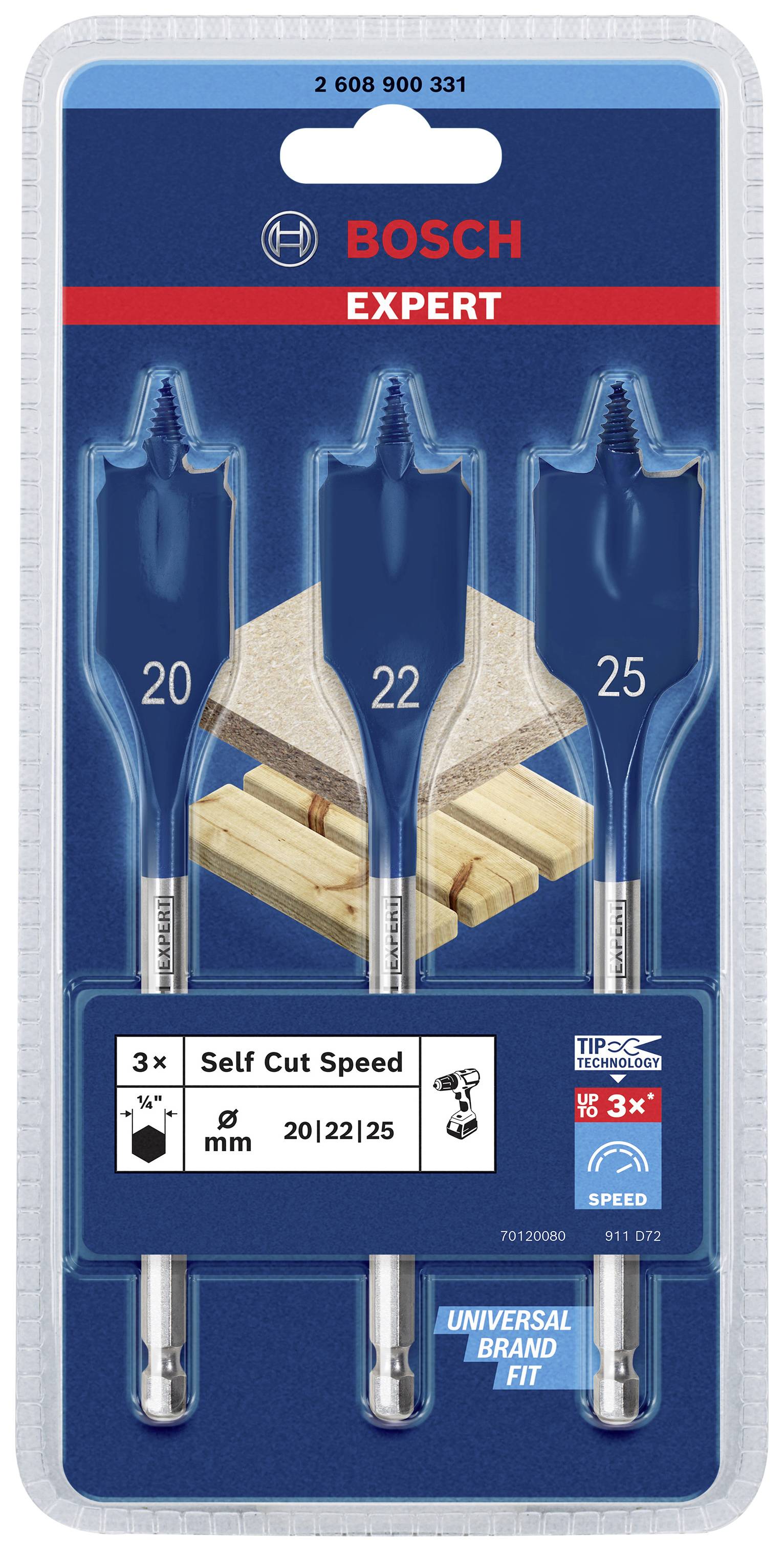 Bosch Accessories 2608900331 Holz-Fräsbohrer-Set 3teilig 20 mm, 22 mm, 25mm Gesamtlänge 152mm Sechskantschaft 3St.