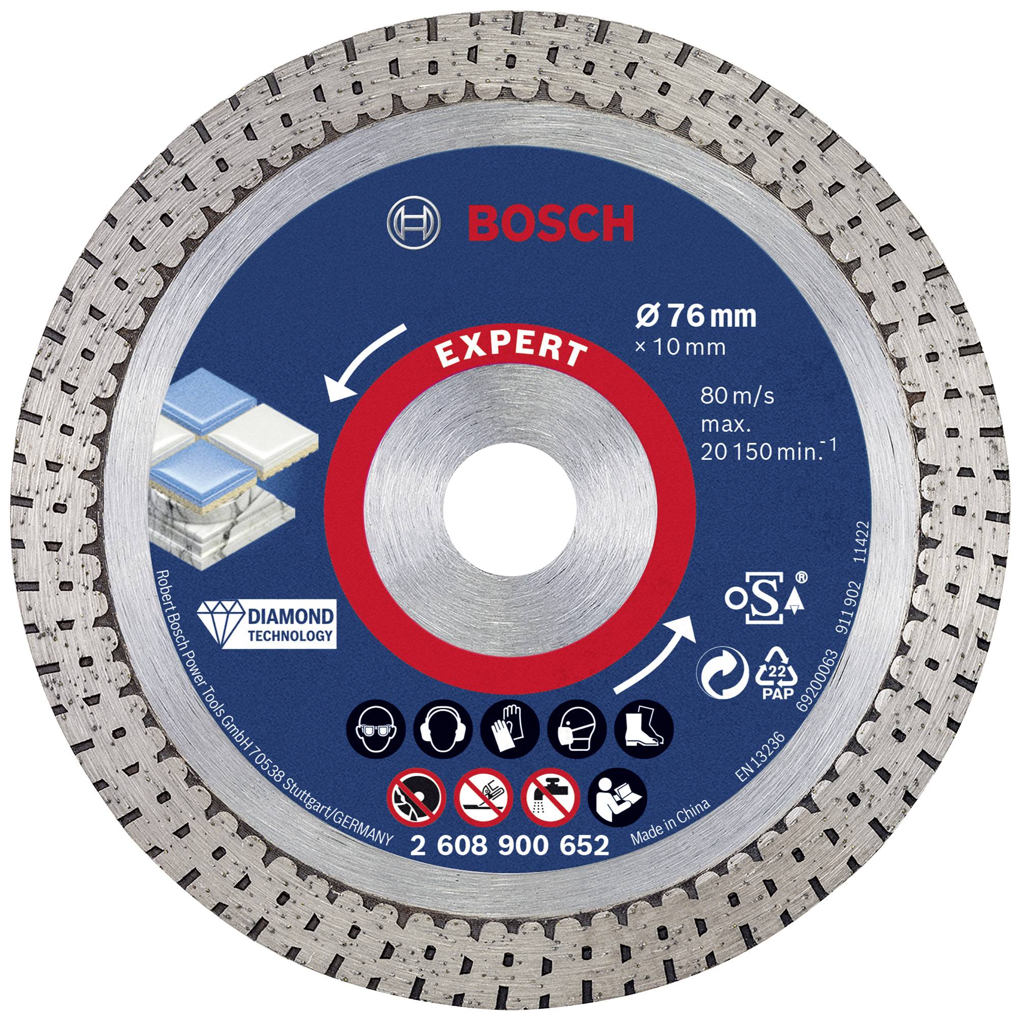 Bosch Accessories 2608900652 EXPERT HardCeramic Diamanttrennscheibe Durchmesser 76 mm Bohrungs-Ø 10 mm Stein, Beton, Ziegel, Fliesen 1 St.