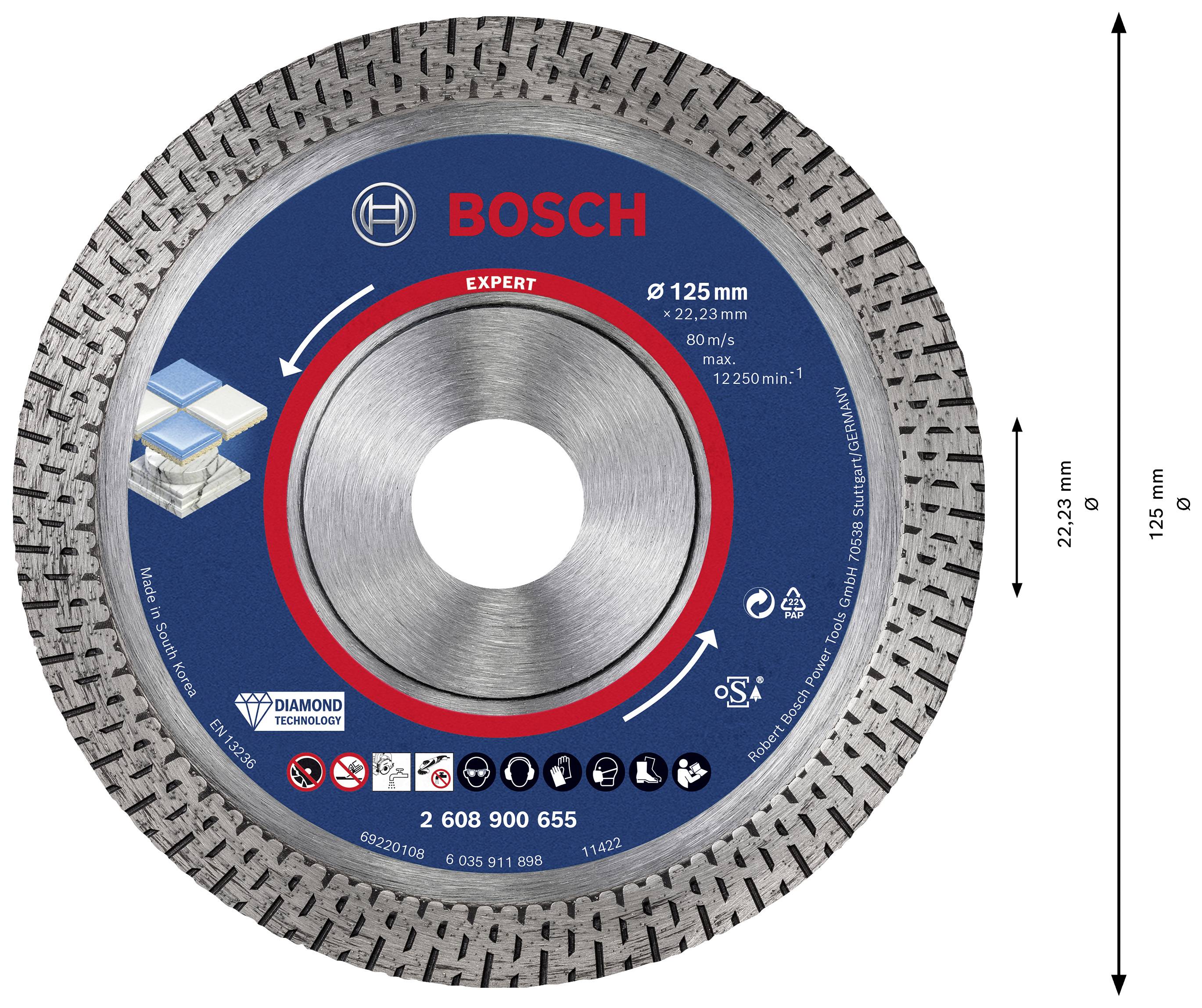 Bosch Accessories 2608900655 EXPERT HardCeramic Diamanttrennscheibe Durchmesser 125mm Bohrungs-Ø 22.23mm Stein, Beton, Ziegel