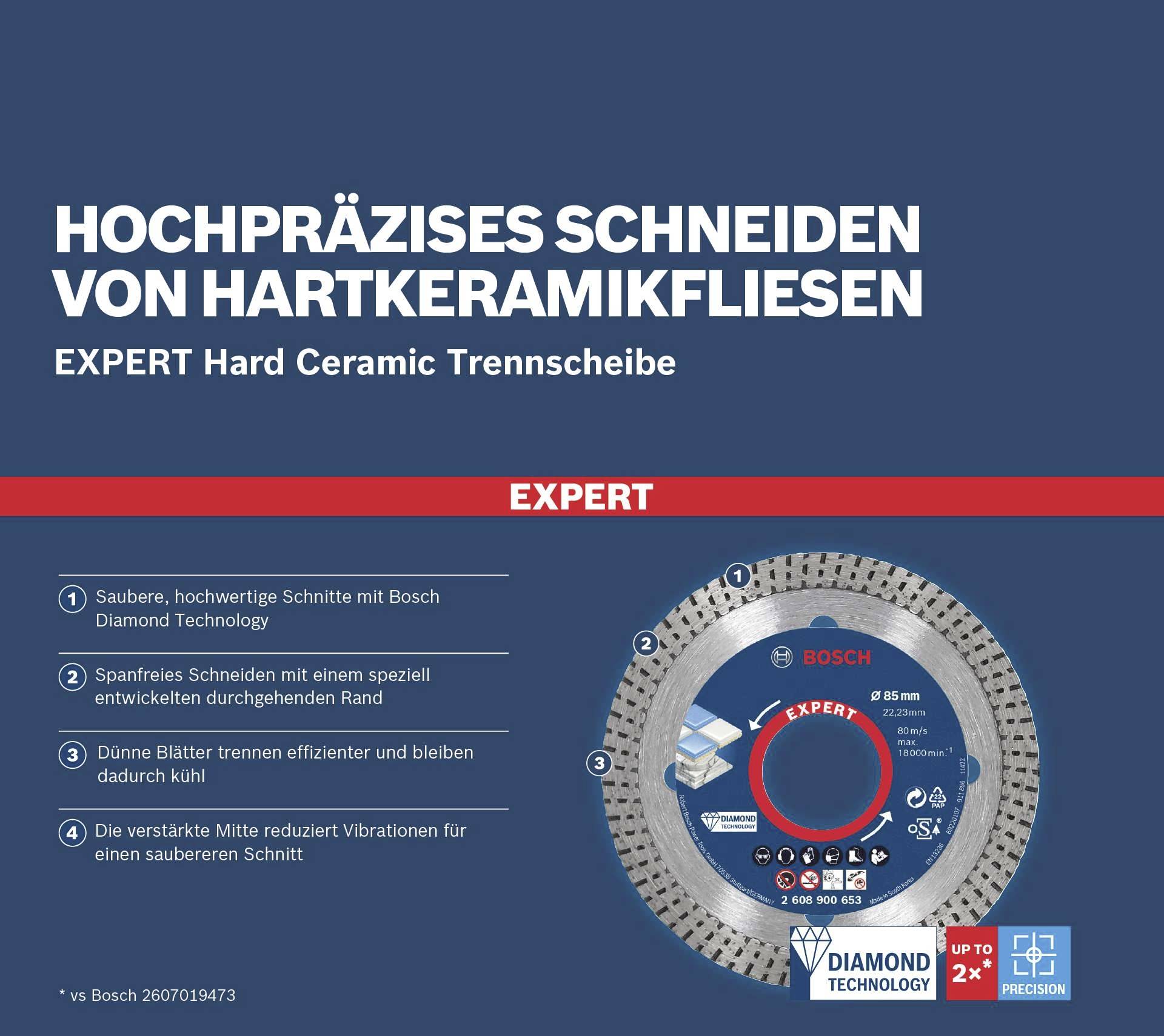 Bosch Accessories 2608900655 EXPERT HardCeramic Diamanttrennscheibe Durchmesser 125mm Bohrungs-Ø 22.23mm Stein, Beton, Ziegel