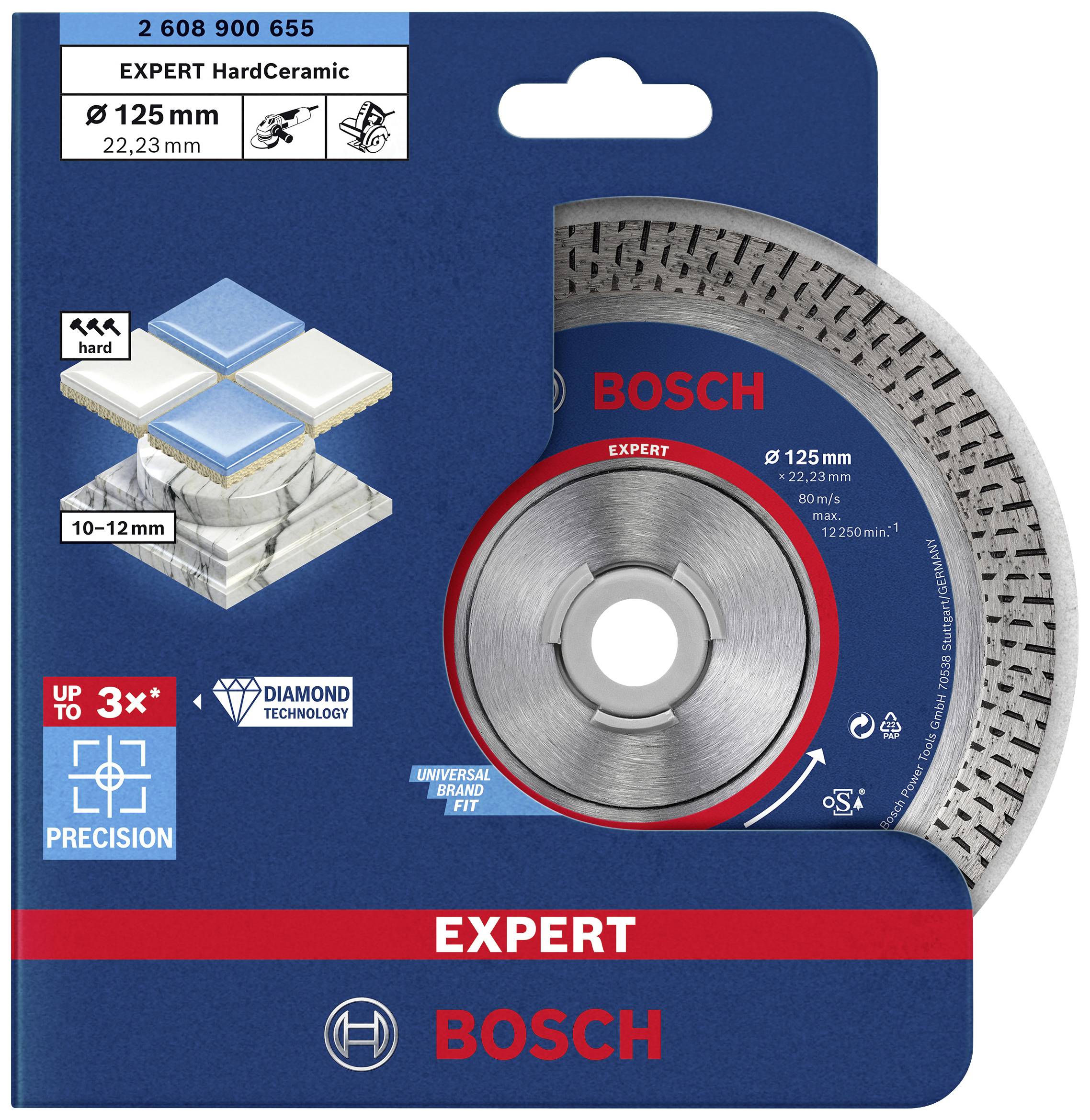 Bosch Accessories 2608900655 EXPERT HardCeramic Diamanttrennscheibe Durchmesser 125 mm Bohrungs-Ø 22.23 mm Stein, Beton, Ziegel, Fliesen 1 St.