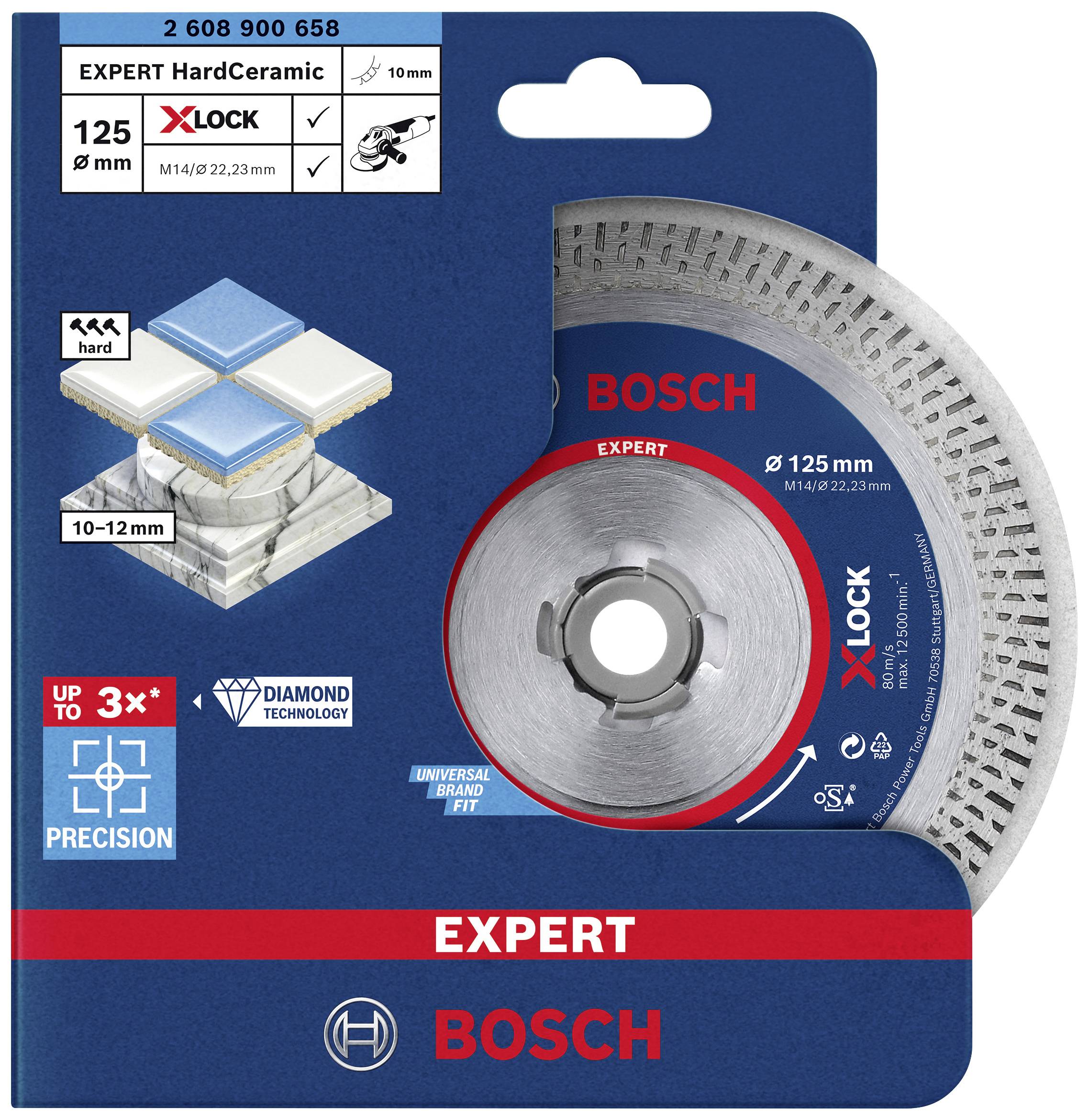 Bosch Accessories 2608900658 EXPERT HardCeramic X-LOCK Diamanttrennscheibe Durchmesser 125mm Bohrungs-Ø 22.23mm Stein, Beton
