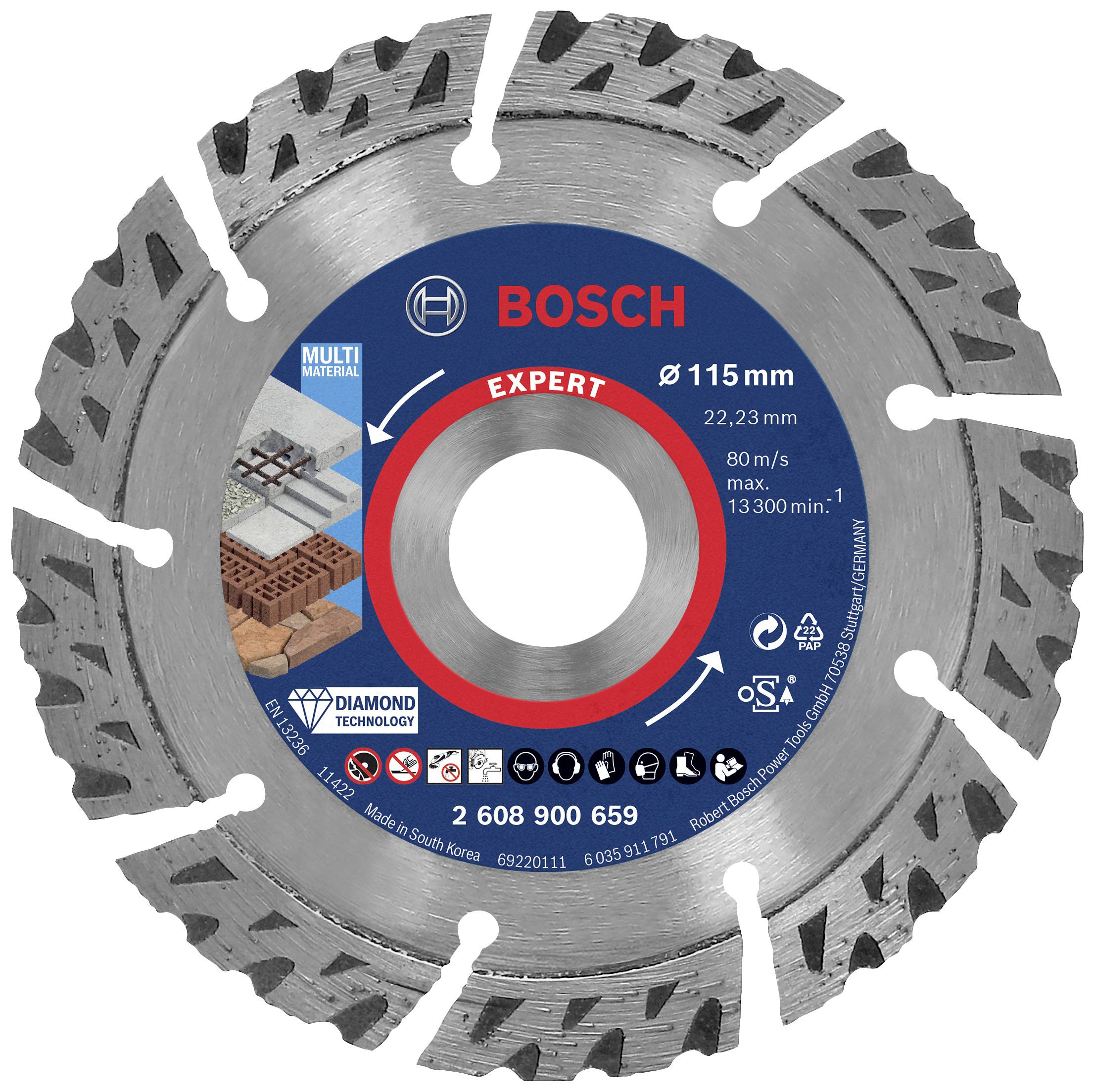 Bosch Accessories 2608900659 EXPERT MultiMaterial Diamanttrennscheibe Durchmesser 115 mm Bohrungs-Ø 22.23 mm Stein, Beton, Ziegel 1 St.