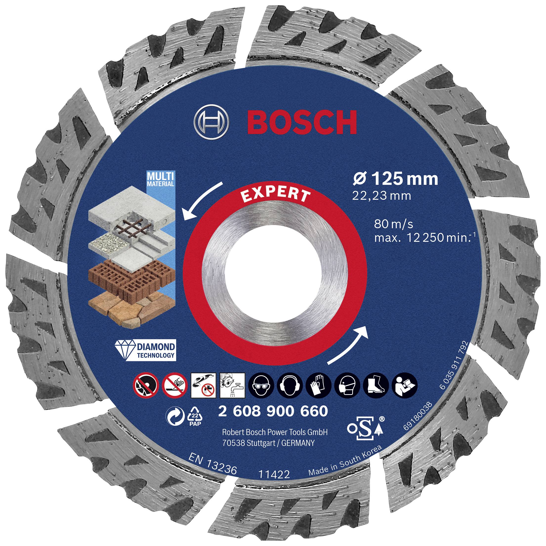Bosch Accessories 2608900660 EXPERT MultiMaterial Diamanttrennscheibe Durchmesser 125 mm Bohrungs-Ø 22.23 mm Stein, Beton, Ziegel 1 St.