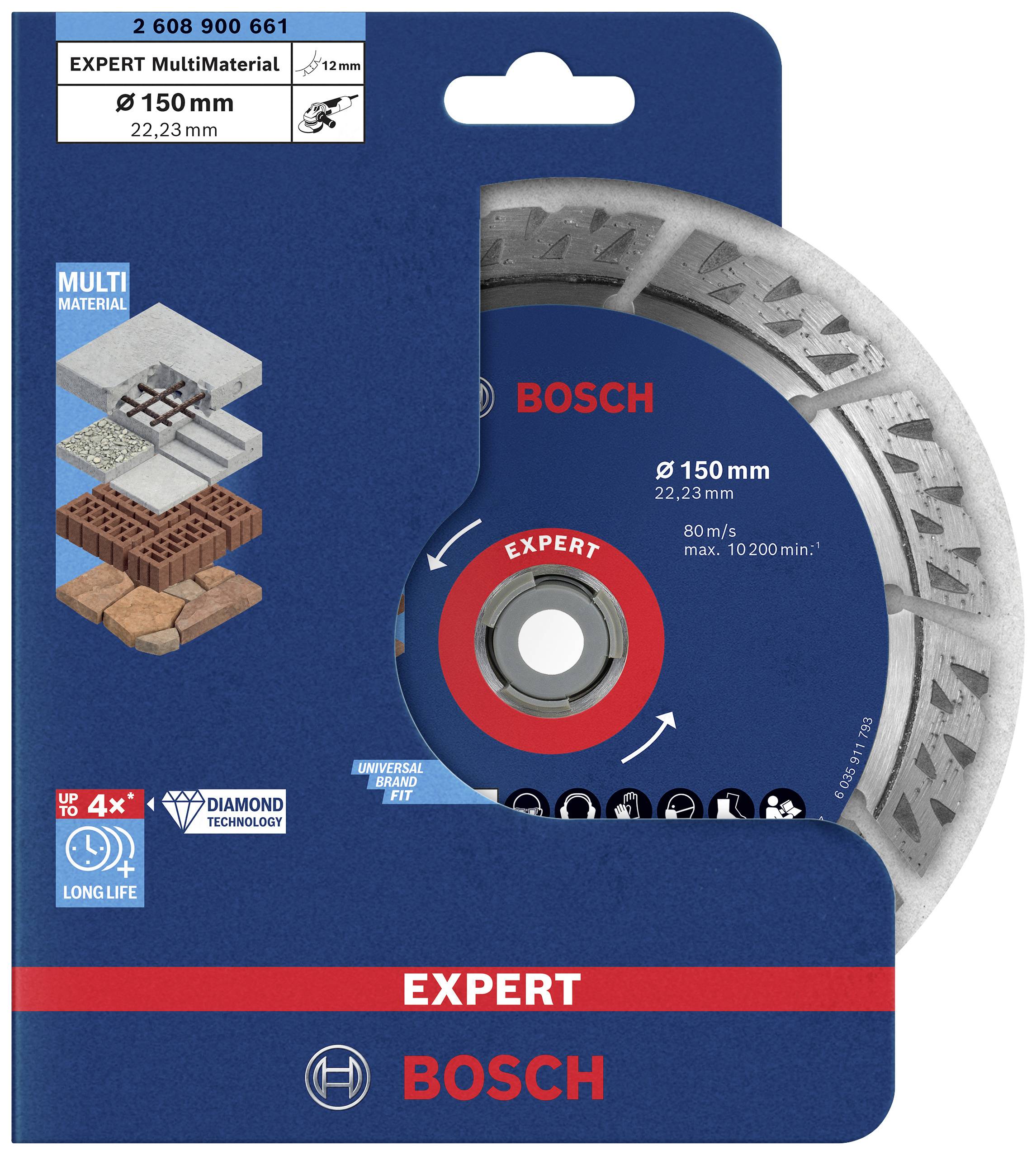 Bosch Accessories 2608900661 EXPERT MultiMaterial Diamanttrennscheibe Durchmesser 150mm Bohrungs-Ø 22.23mm Stein, Beton, Ziegel