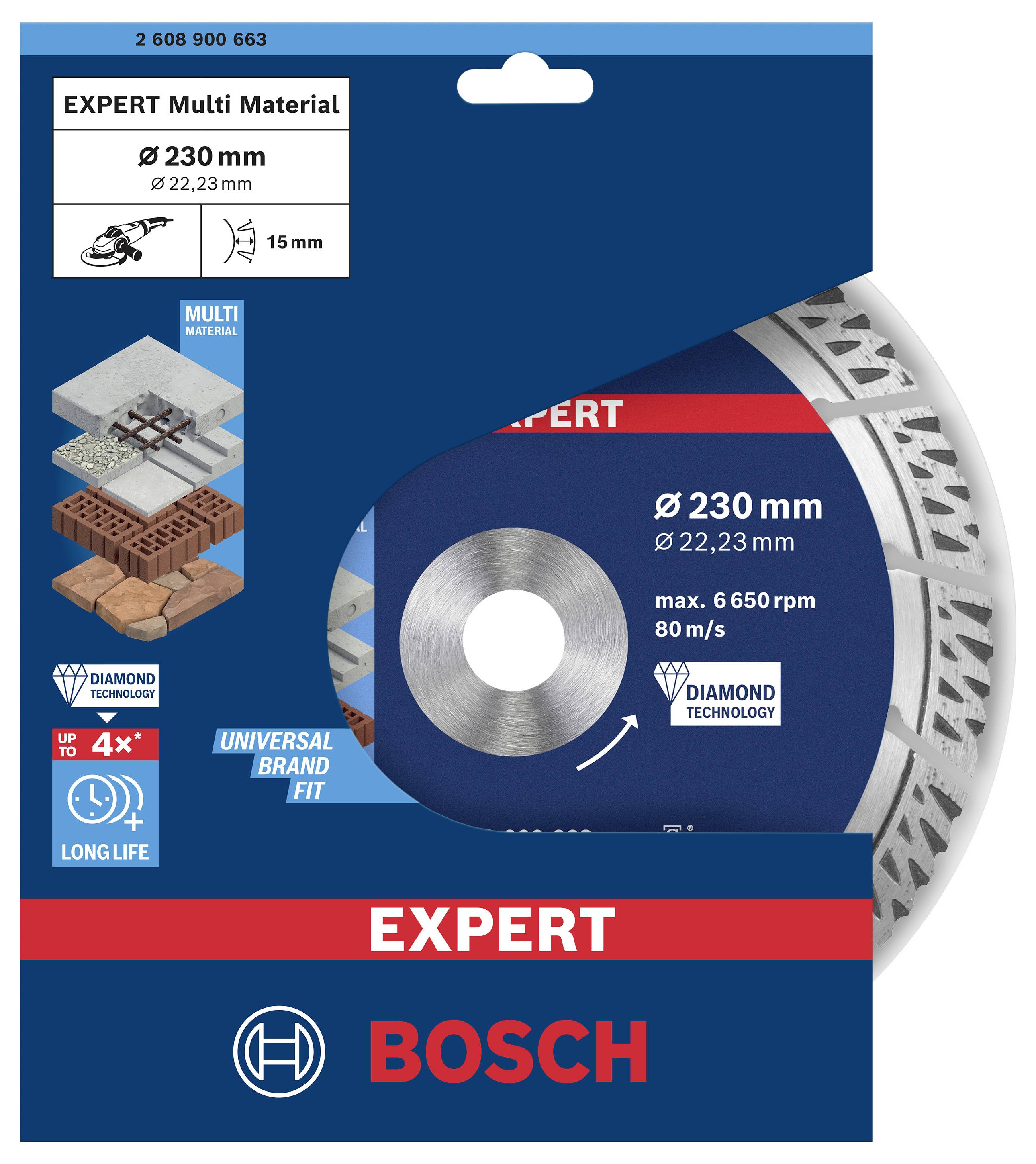 Bosch Accessories 2608900663 EXPERT MultiMaterial Diamanttrennscheibe Durchmesser 230mm Bohrungs-Ø 22.23mm Stein, Beton, Ziegel