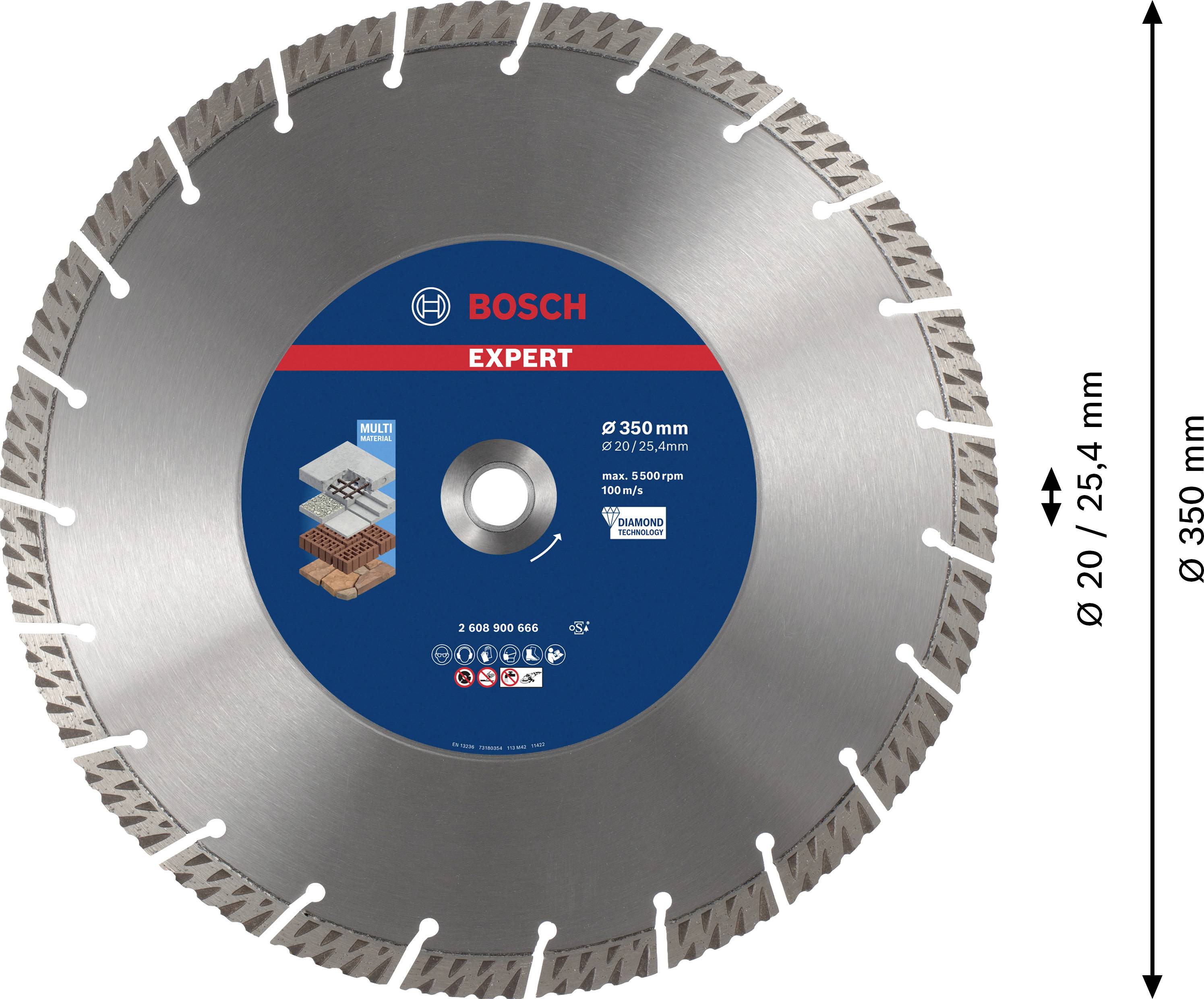 Bosch Accessories 2608900666 EXPERT MultiMaterial Diamanttrennscheibe Durchmesser 350 mm Bohrungs-Ø 20 mm, 25.40 mm Stein, Beton, Ziegel 1 St.