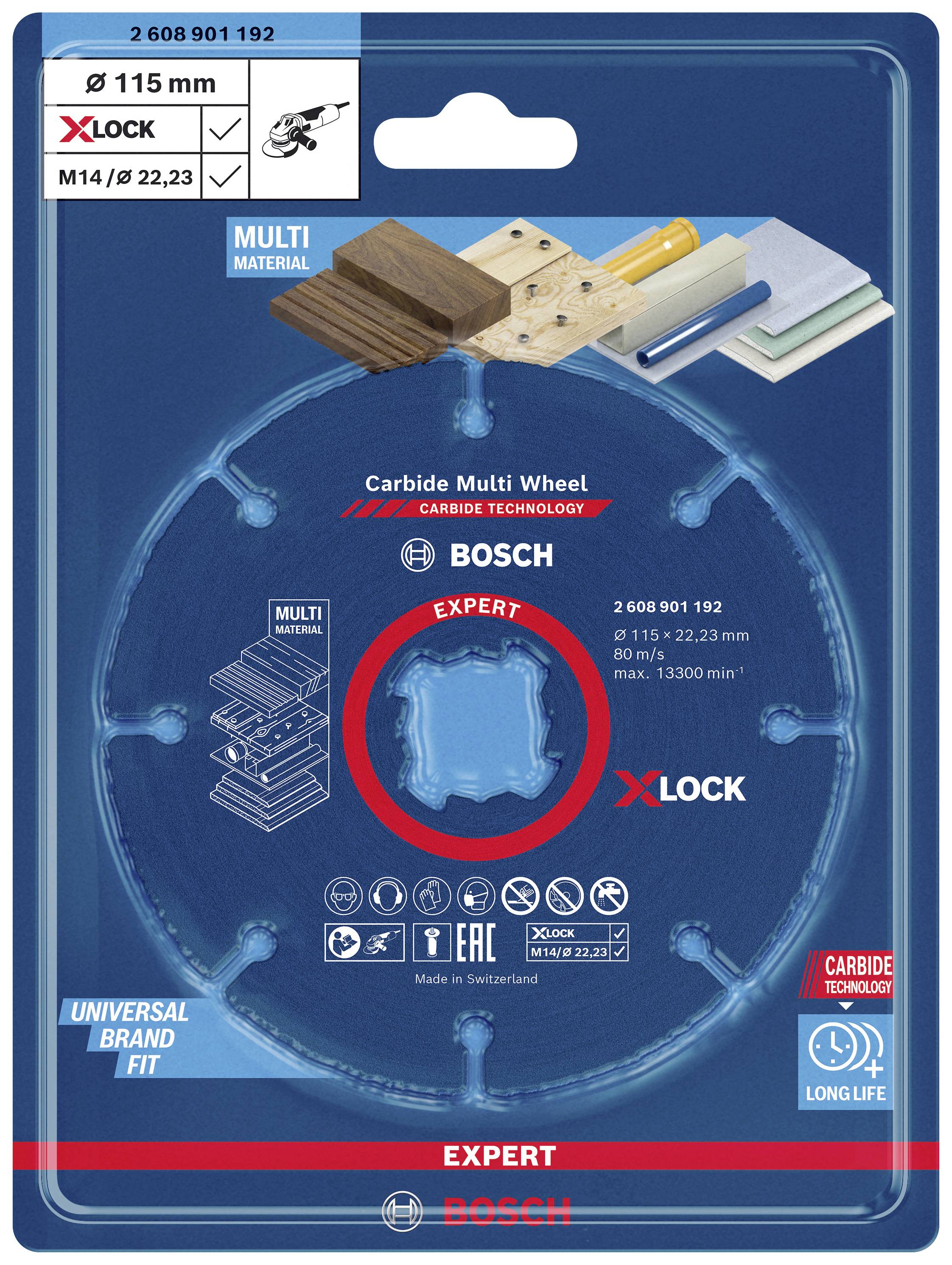 'Bosch X-LOCK Expert' Trennscheibe für verschiedene Materialien. Durchmesser 115 mm, für Holz, Laminat, Metall und mehr.