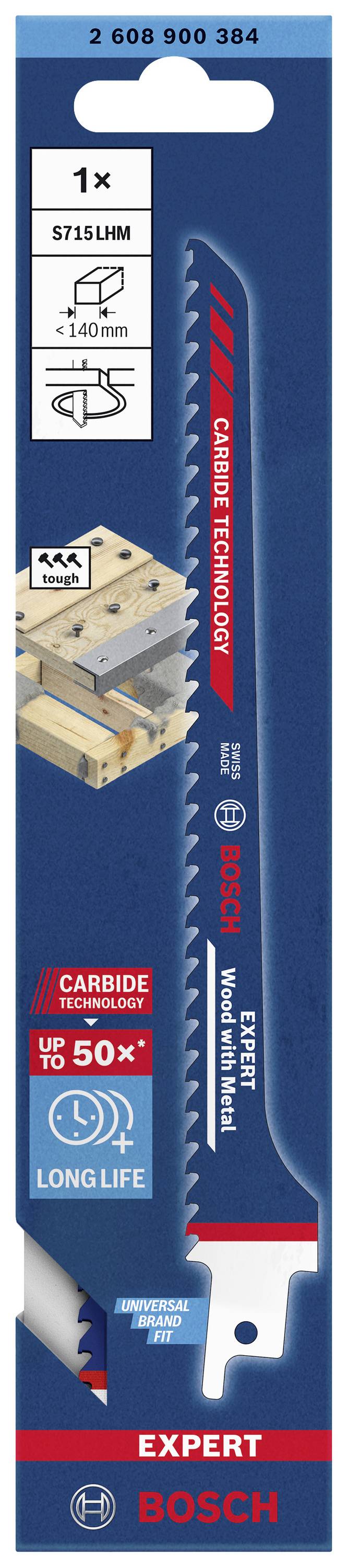 Bosch Accessories 2608900384 EXPERT ‘Wood with Metal’ S 715 LHM Säbelsägeblatt, 1 Stück Sägeblatt-Länge 190mm 1St.