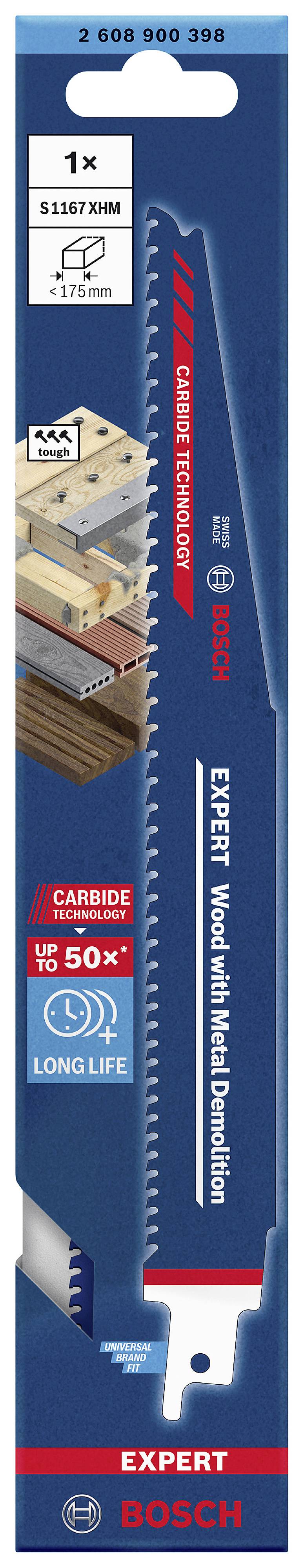 Bosch Accessories 2608900398 EXPERT ‘Wood with Metal Demolition’ S 1167 XHM Säbelsägeblatt, 1 Stück Sägeblatt-Länge 225mm 1St.