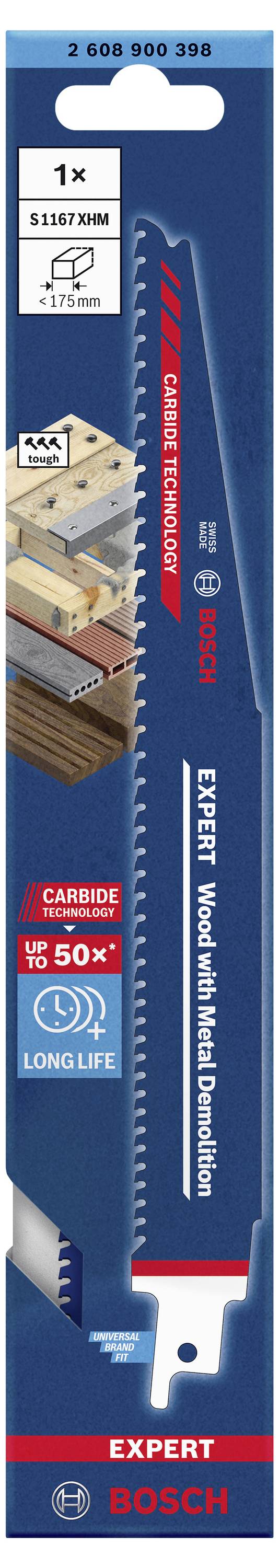 Bosch Accessories 2608900398 EXPERT ‘Wood with Metal Demolition’ S 1167 XHM Säbelsägeblatt, 1 Stück Sägeblatt-Länge 225 mm 1 St.