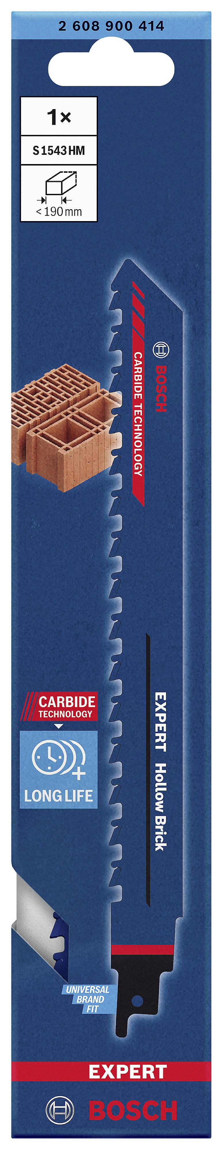 Bosch Accessories 2608900414 EXPERT ‘Hollow Brick’ S 1543 HM Säbelsägeblatt, 1 Stück Sägeblatt-Länge 240mm 1St.