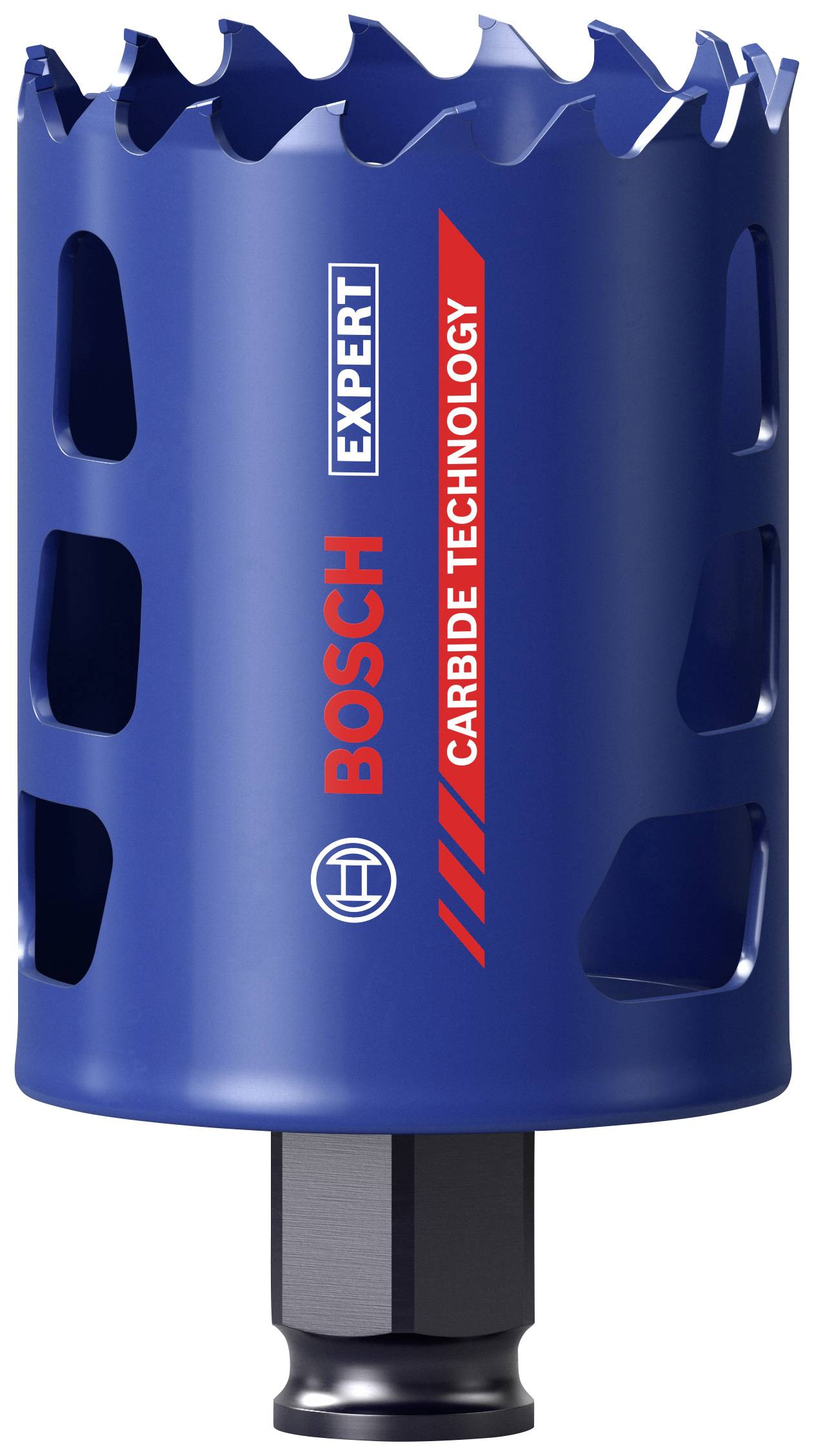 'Blauer Lochsäge-Aufsatz mit Bosch-Logo und Schriftzug 