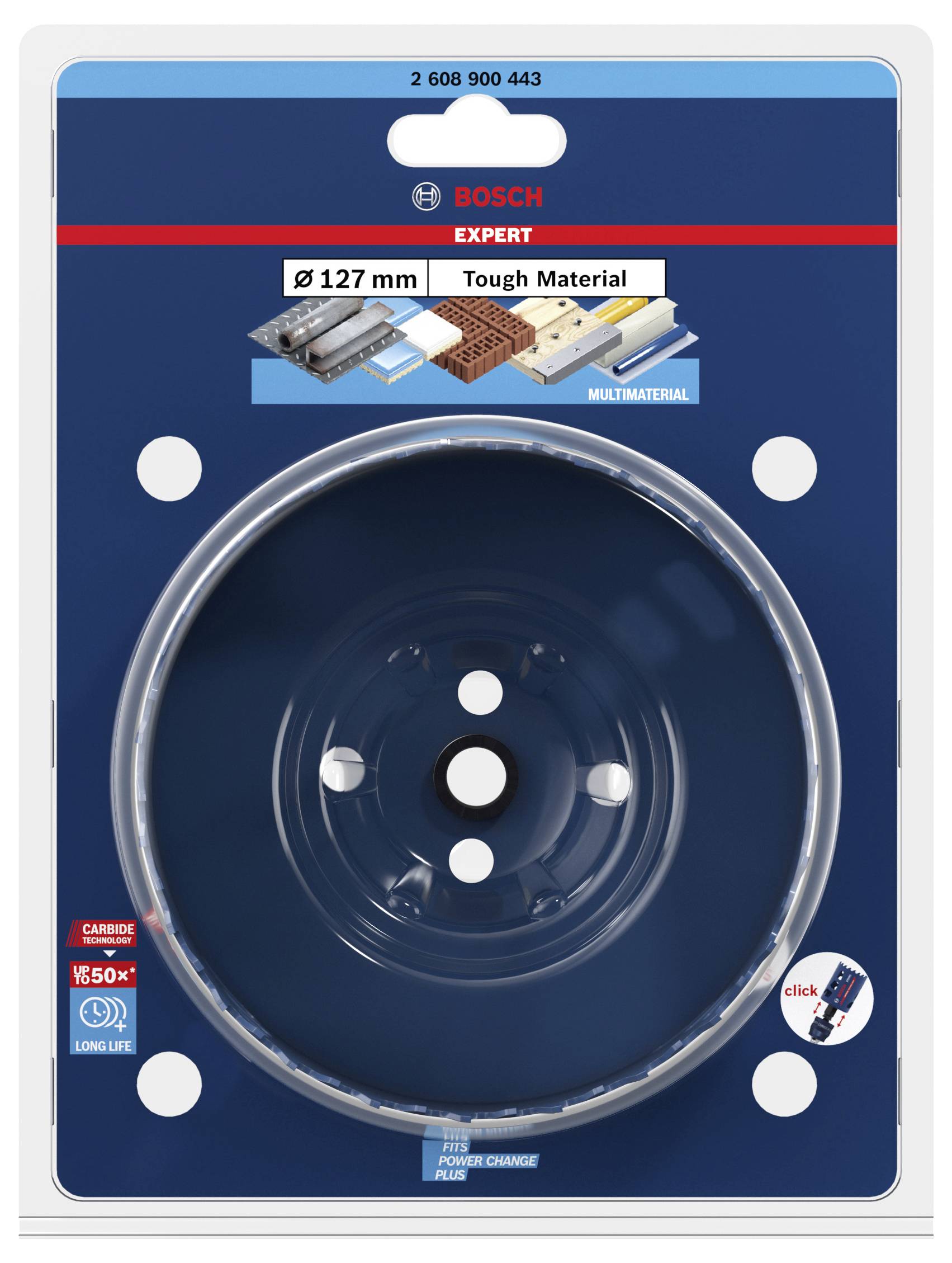 'Bosch Expert' Trennscheibe, 127 mm, für harte Materialien mit Multimaterial-Abbildung. Ideal für langlebige, präzise Schnitte.