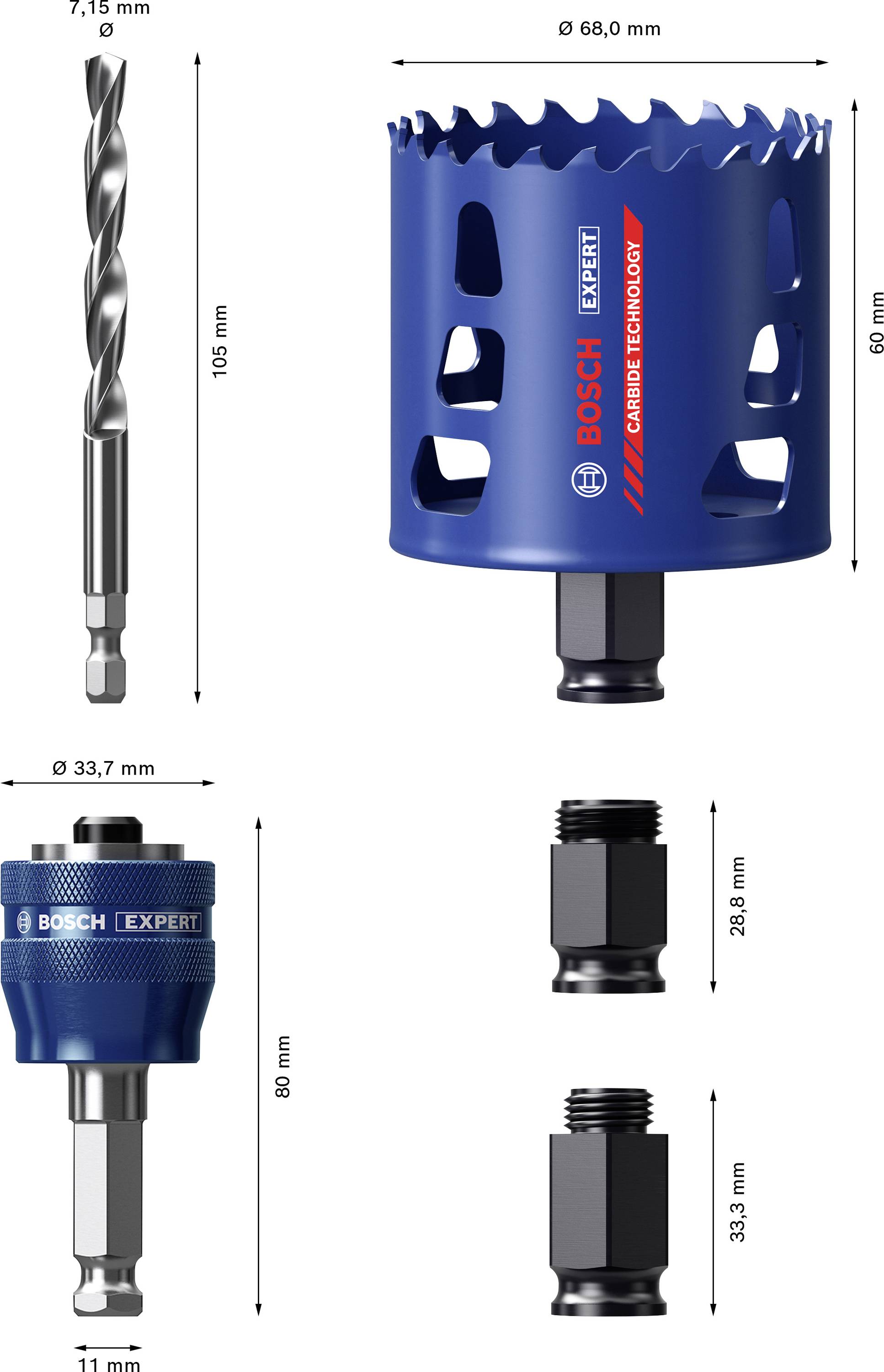 Bosch Accessories EXPERT Tough 2608900450 Lochsägen-Set 5teilig 68mm 5St.