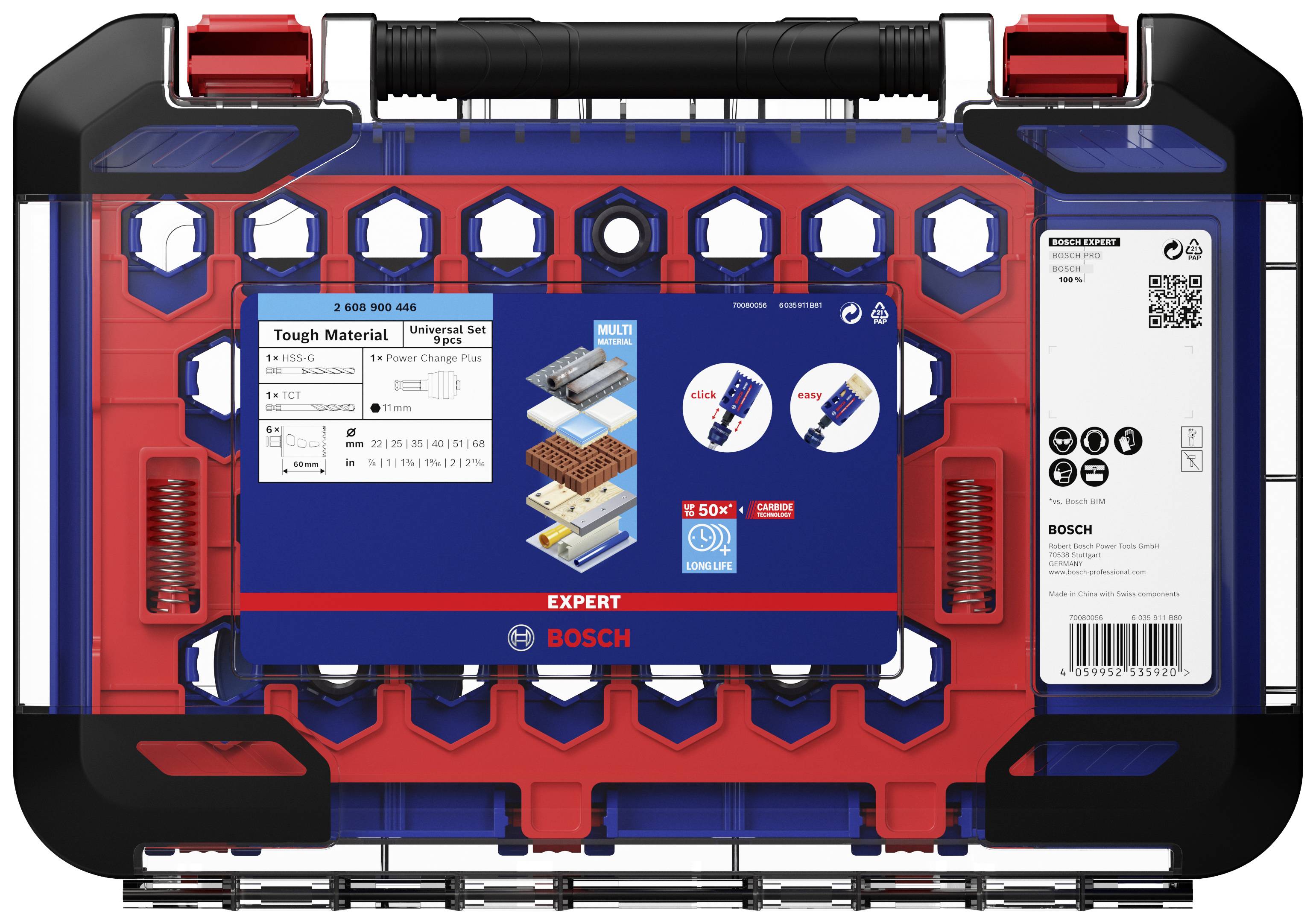 Bosch Accessories EXPERT Tough 2608900446 Lochsägen-Set 9teilig 22 mm, 25 mm, 35 mm, 40 mm, 51 mm, 68mm 9St.