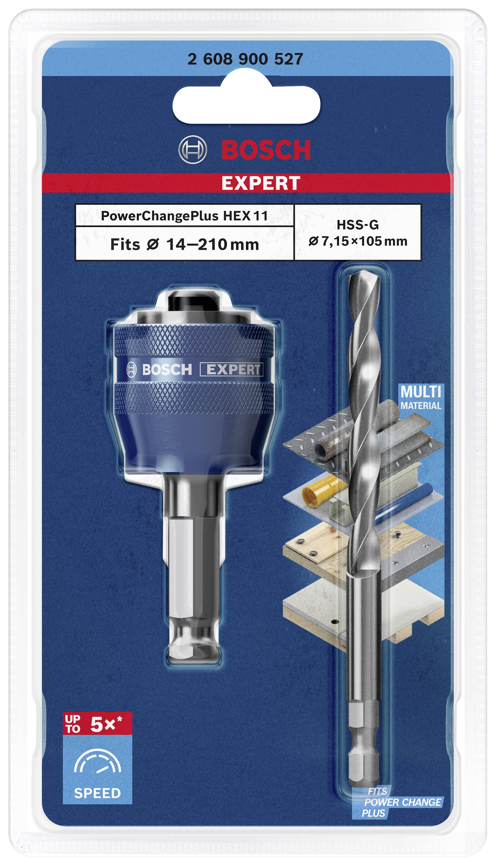 Bosch Accessories Expert Power Change Plus 2608900527 Schnellwechsel-Adapter für Aufnahmeschaft 2teilig 7.15mm 2St.