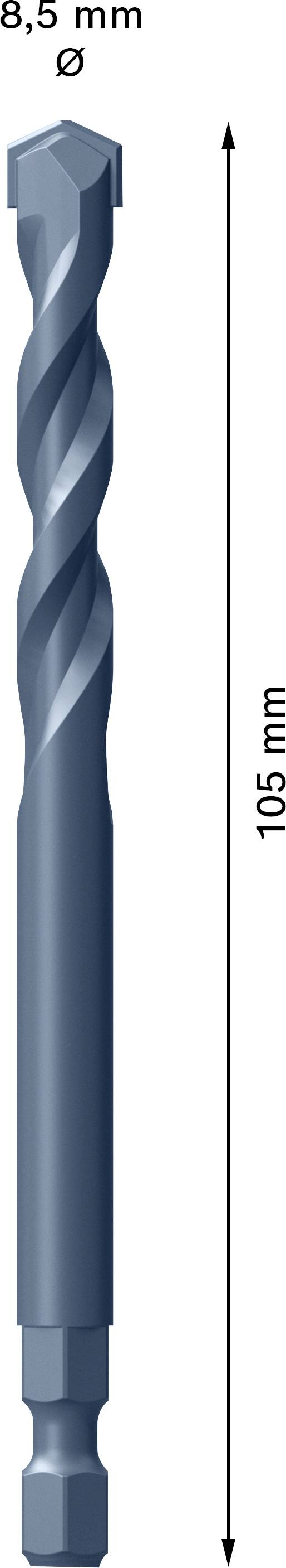 Metallbohrer, 6,5 mm Durchmesser, 105 mm Länge, in blauem Farbton dargestellt.